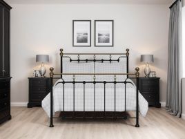 EDINDALE Double Metal Bedframe - Black and Gold
