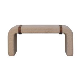 Living Room Bench - OTTILIE Leather Strap Bench Cream 90cm