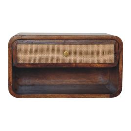 Bedside Table - GENEVA Wall Mounted Nightstand Chestnut 45cm