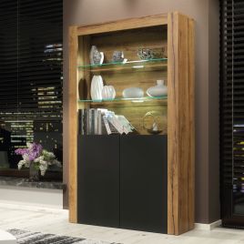 MENTON Display Cabinet 170cm - Dark Oak