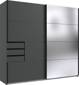 Sliding Wardrobe - SOGO 2 Door Mirrored Wardrobe Graphite 225cm