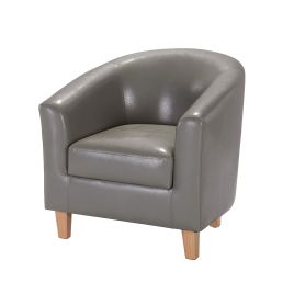 Armchair - PRESTIS Leather 1 Seater Sofa - Grey