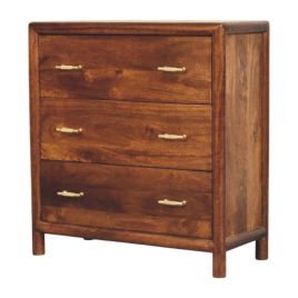 REVO Oak Finish Chest of Drawers – Medium-sized, 3 Drawers, Ready Assembled