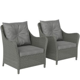 SUNVISTA Rattan Garden Chairs Set of 2 Outdoor Rattan Chairs Dark Grey