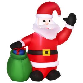 Debbie Inflatable Blow up Christmas Santa Claus 120cm LED Lighted Yard - Red with Green