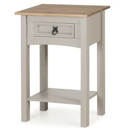 Corona Solid Pine Console Table 1 Drawer Hall - Grey Wax
