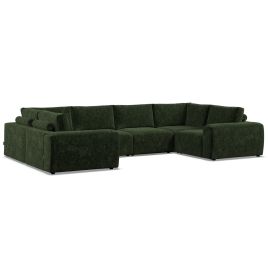 Corner Sofa - GRAZ Fabric 6 Seater U Shaped - Bottle Green