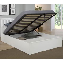 Josephine Ottoman King Size Bed in Solid Rubberwood - White