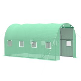 4x2 m Polytunnel Walk-in Greenhouse with Zip Door and Windows-Green
