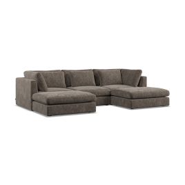 Corner Sofa - SOVA Fabric 5 Seater U Shaped Mocca - Footstool End
