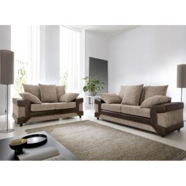 DYNO Jumbo Cord 3 and 2 Seater Scatterback Sofa Set - Brown and Beige