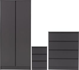 MALDEN 2 Door Wardrobe Set 3 Piece - Grey