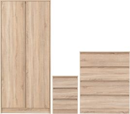 MALDEN 2 Door Wardrobe Set 3 Piece - Medium Oak
