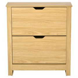 12-Shoe Storage Cabinet 4 Shelves 2 Drawers 4 Protective Legs Modern Stylish Unit Hallway Bedroom Home Furniture Brown