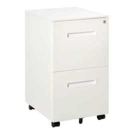 Mobile File Cabinet Vertical Home Office Organizer Filing Furniture with Adjustable Partition for A4 Letter Size, Lockable White