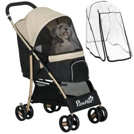 Oxfoad Pet Stroller for Small Minature Dogs with Rain Cover Dark Khaki