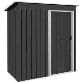 2 x 3ft Garden Storage Shed with Sliding Door and Sloped Roof Outdoor Equipment Tool Backyard, Black