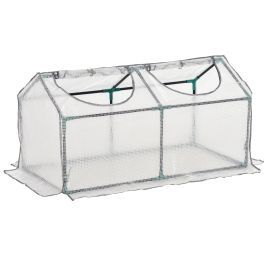 Mini Greenhouse Portable Flower Planter Tomato Vegetable House for Garden Backyard with Zipper 120 x 60 x 60 cm, White