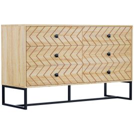 DONCASTER Oak Finish Chest of Drawers - Large-sized, 6 Drawers, Double