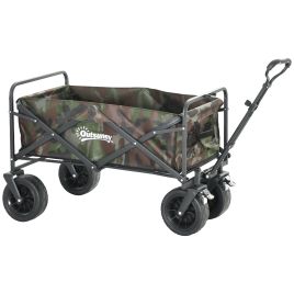 Folding Garden Trolley, Outdoor Wagon Cart with Carry Bag, for Beach, Camping, Festival, 100KG Capacity, Camouflage