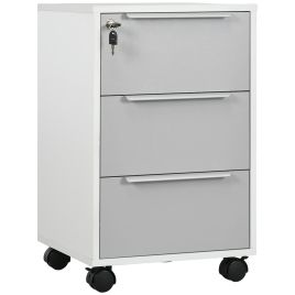 3-Drawer Locking File Cabinet Mobile Chest of Drawers Side Table on Wheels for Home Office, Bedroom and Living room