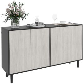 Kitchen Sideboard Storage Cabinet with Adjustable Shelves - Black