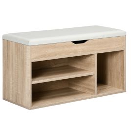 ANWI Shoes Cabinet Bench Hidden Storage Padded Seat Organiser Footwear Rack Hallway Oak Tone