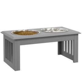Shelley Raised Dog Feeding Bowls with Stand for Small Medium Dogs - Grey