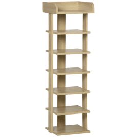 7 Tier Shoe Rack Organizer Storage Shelf Wooden Display Cabinet for Entryway Living Room Bedroom Oak