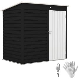 SUNVISTA 6 x 4ft Metal Garden Storage Shed, Outdoor Tool Storage Shed with Lockable Door and Gloves for Garden, Patio, Dark Grey