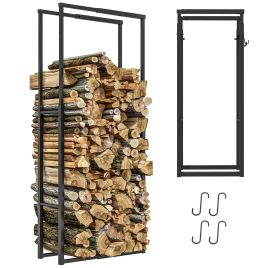 Jones Retractable Metal Wood Storage Rack for Indoor Outdoor - Black