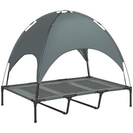 Raised Dog Bed Waterproof Elevated Pet Cot with Breathable Mesh UV Protection Canopy Grey, for XXL Dogs, 122 x 92 x 108cm