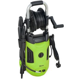 SUNVISTA 1800W Pressure Washer with Hose Reel, 150 Bar, 420L/h Flow, Power Jet Cleaner - Green