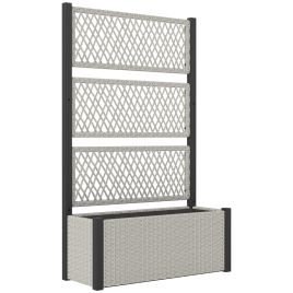 SUNVISTA Garden Planter Box with Trellis, Liner for Climbing Plants, Vegetables, Flowers, 90 x 35 x 148 cm, Mixed-grey