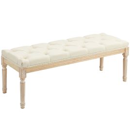 HERON Vintage Wooden Bed End Bench - Cream White
