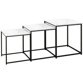 Scott Nesting Tables Set of 3 with Faux Marble Top - White