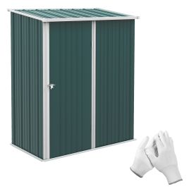 Outdoor Storage Shed, Garden Metal Storage Shed w/ Single Door for Garden, Patio, Lawn, 5.3ft x 3.1ft, Green