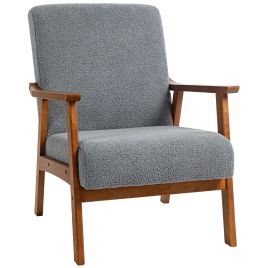 Armchair - Boucle Accent Chair Grey 83cm