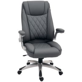 VONSETTA Faux Leather Executive Swivel Office Chair - Dark Grey
