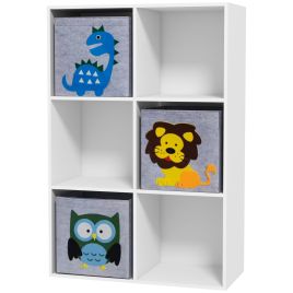 ZONEKIZ Kids Toy Box with Three Non-Woven Fabric Drawers, 61.8 x 29.9 x 91.5 cm, White