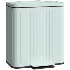 HERON Dual Kitchen Bin, 2 x 20L Double Bin for Recycling and Waste, Light Green