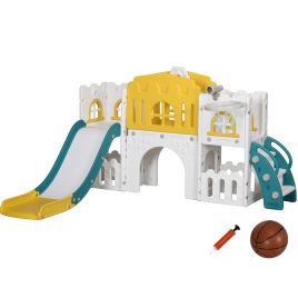 Kinsey 7 in 1 Toddler Slide for 1-3 Years with Basketball Hoop -