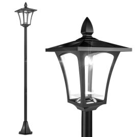 Solar Powered Lamp Post, IP44, 18Lx18Wx160H cm-Black