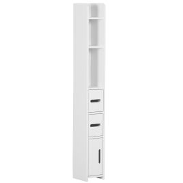 Kleankin Tall Freestanding Bathroom Cabinet with Open Shelves - White
