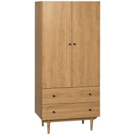 TILDON 2 Door Wardrobe with 2 Drawers Oak Finish - 80cm