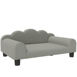 PAWSTER Elevated Dog Sofa Bed Breathable Pet Sofa Backrest Armrest - Grey