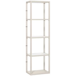 HERON LED Floor Lamp with Glass Shelves 4 Layers Dimmable Standing Lamp - Oak