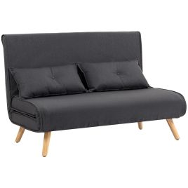 HERON Two Seater Linen Look Sofa Bed - Charcoal Grey