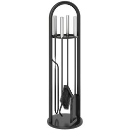 MELVIK 5 Pieces Fireplace Tools Set Metal Fireside Companion Set - Silver