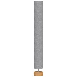 TORVIC LED Floor Lamp Wooden Linen Shade Standing Modern Lamp - Grey